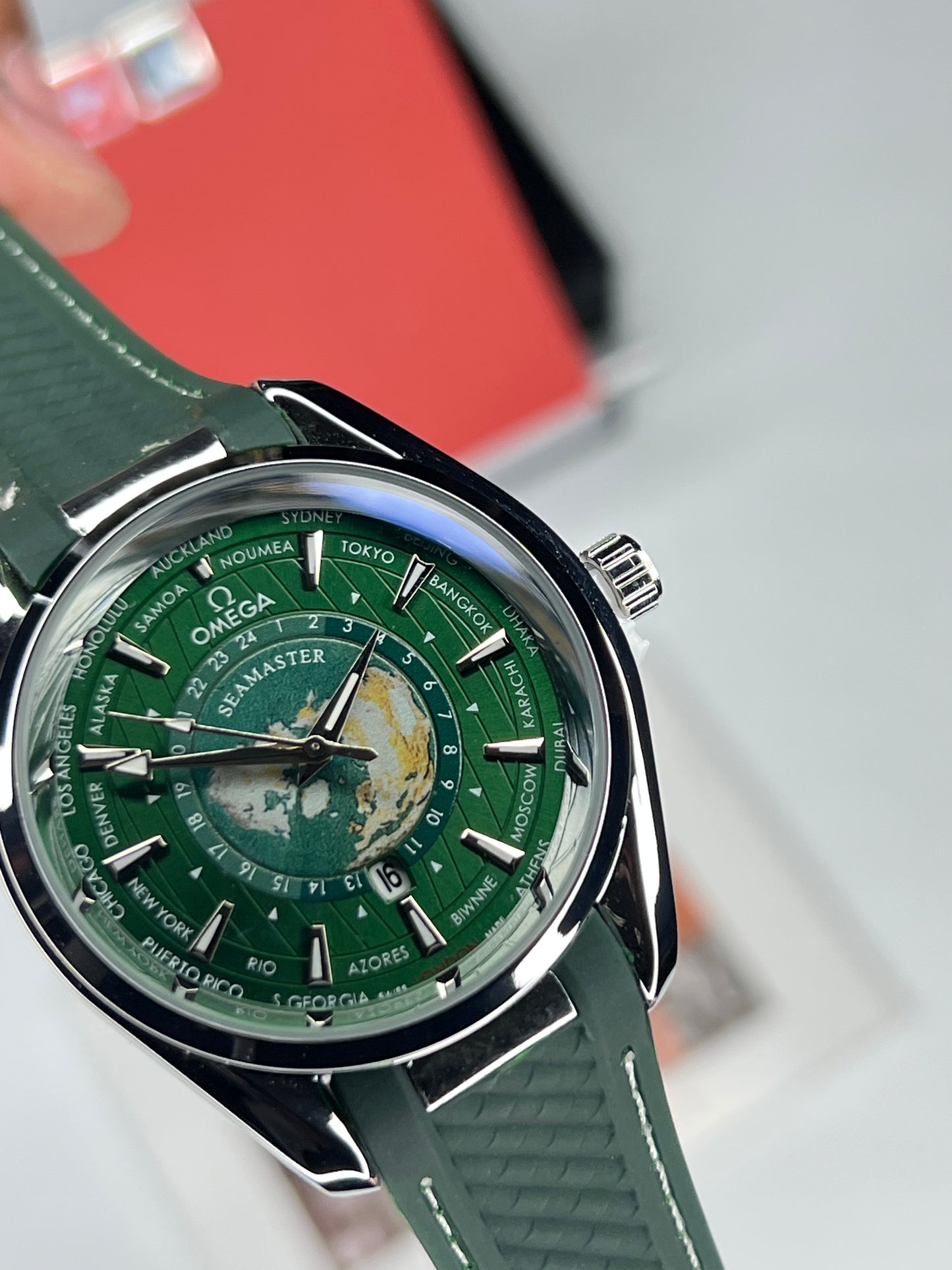 OMG Silver Case Green Dial