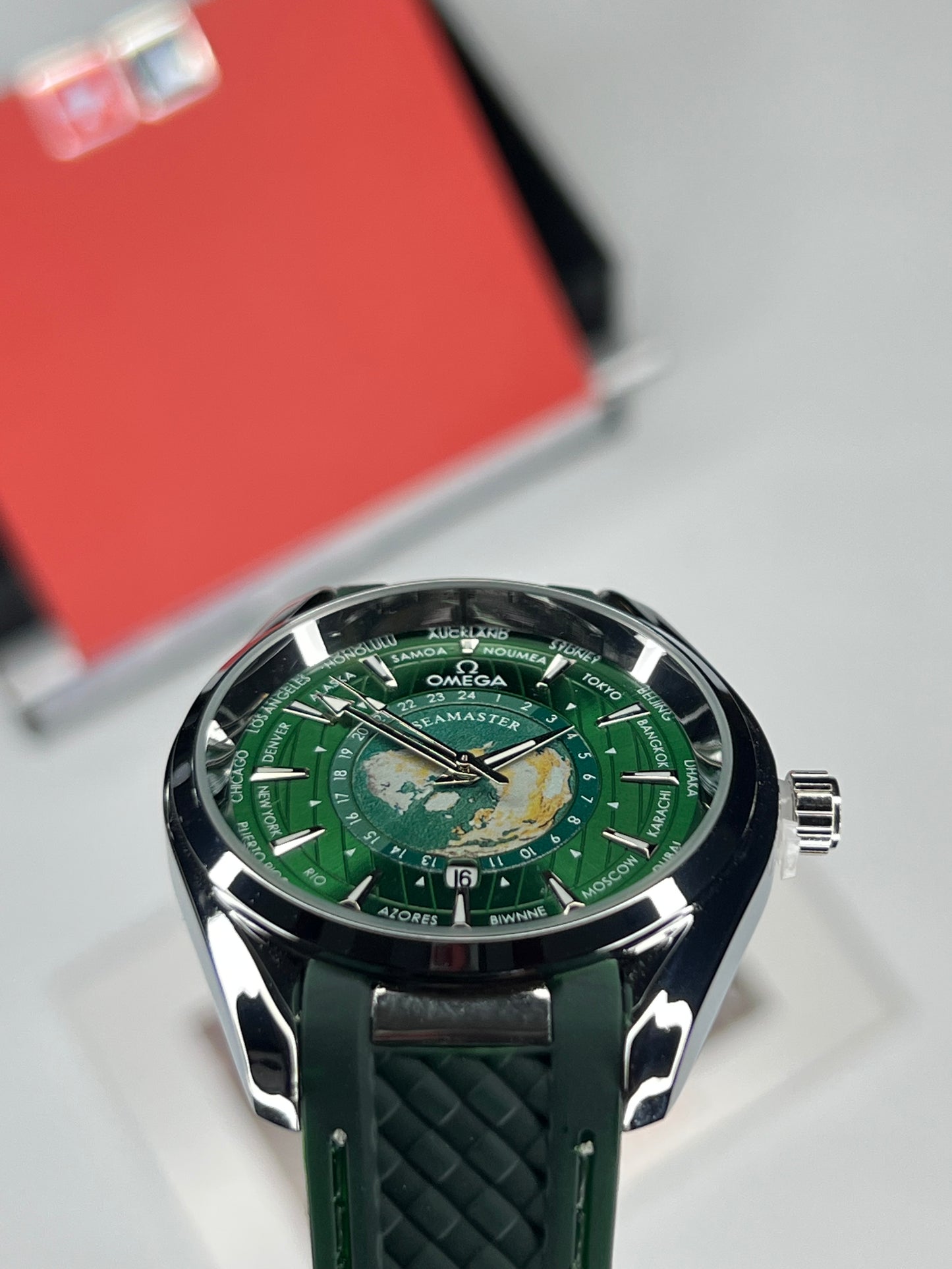 OMG Silver Case Green Dial