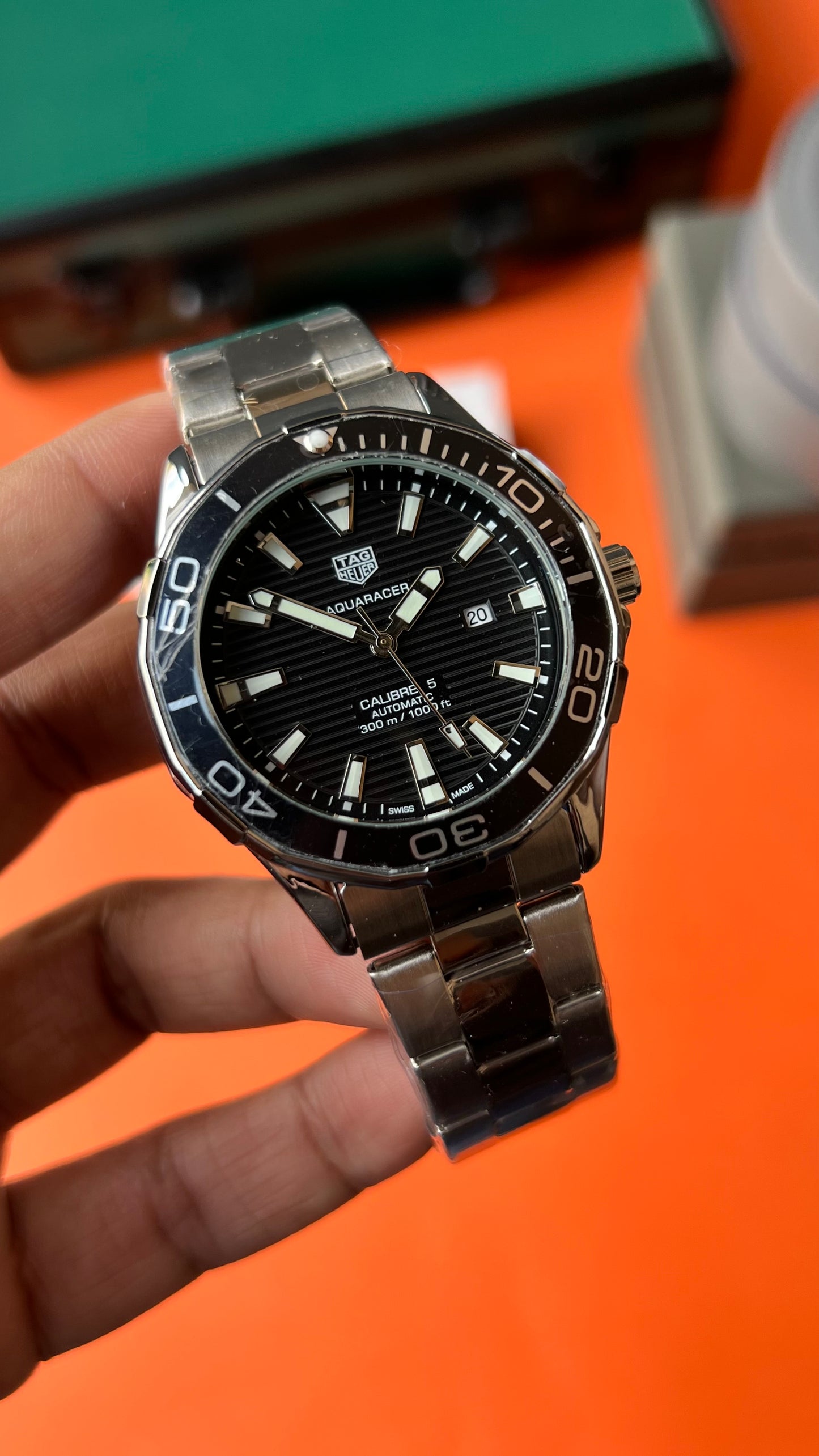 Tag Aquaracer Plain Black ( Chain)