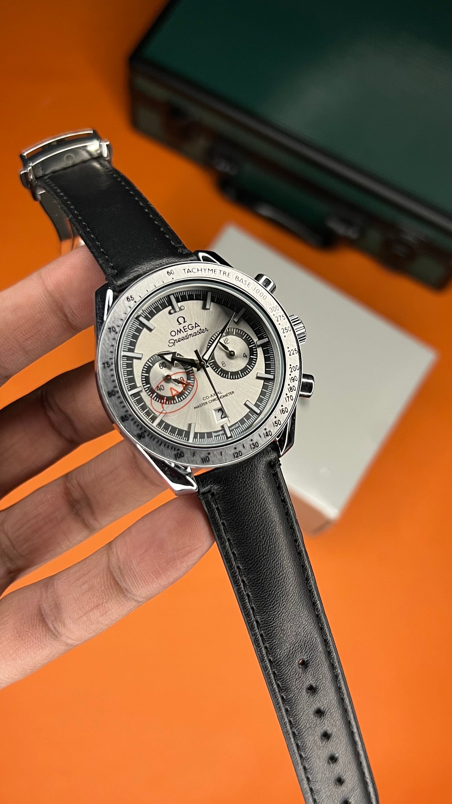 Omega 57 SM ( Silver Dial) black strap