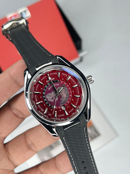 OMG silver Case Redwine Dial