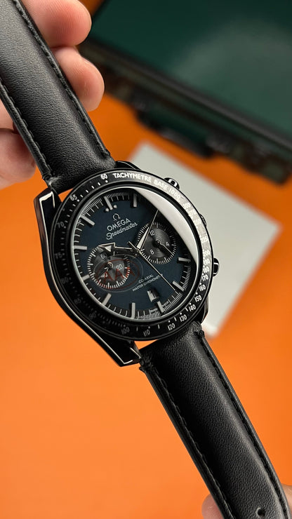 Omega SM (Blue Dial with Black Case) Black Strap