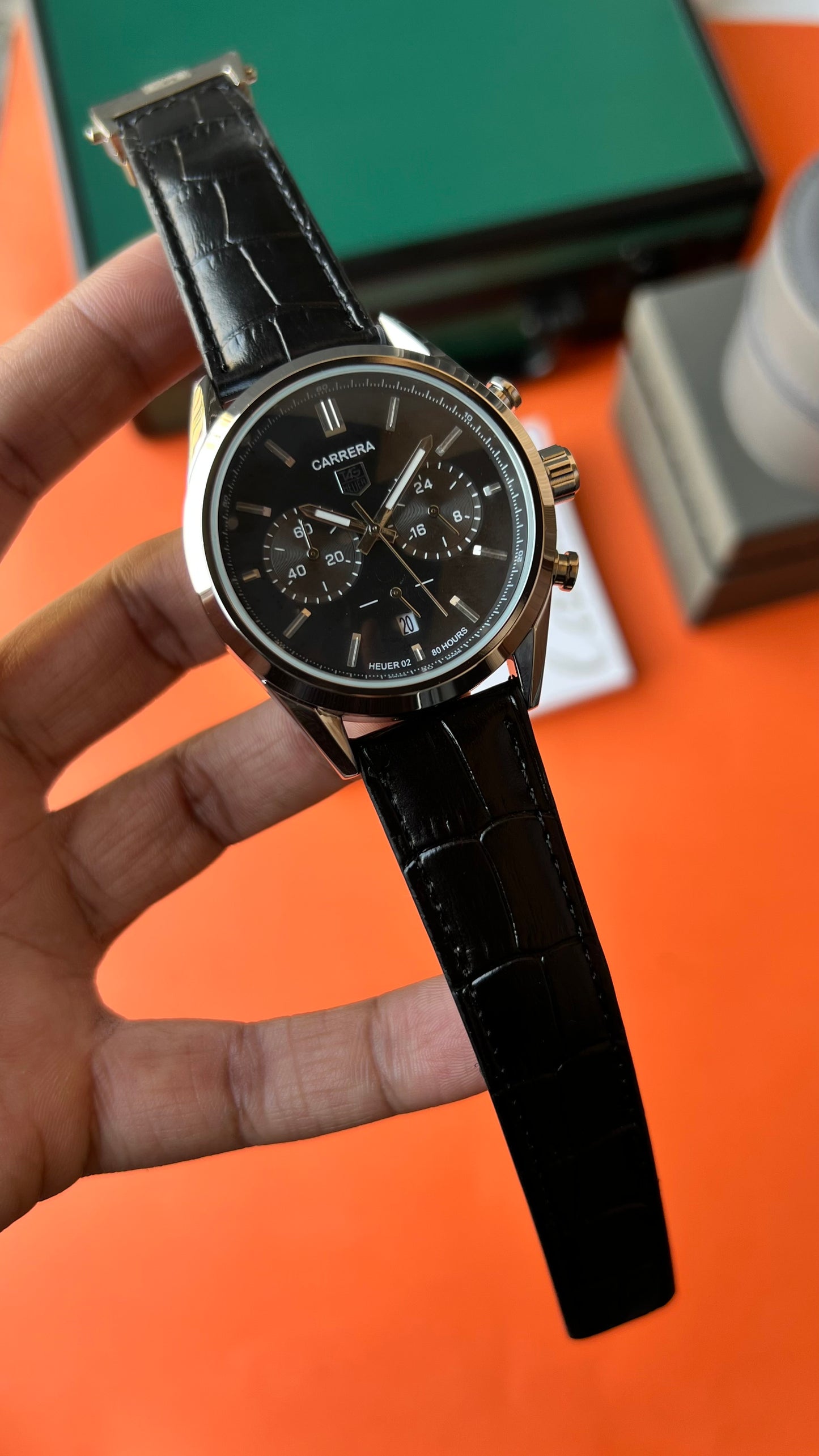Tag Carrera Chronograph (Silver Case Black dial )