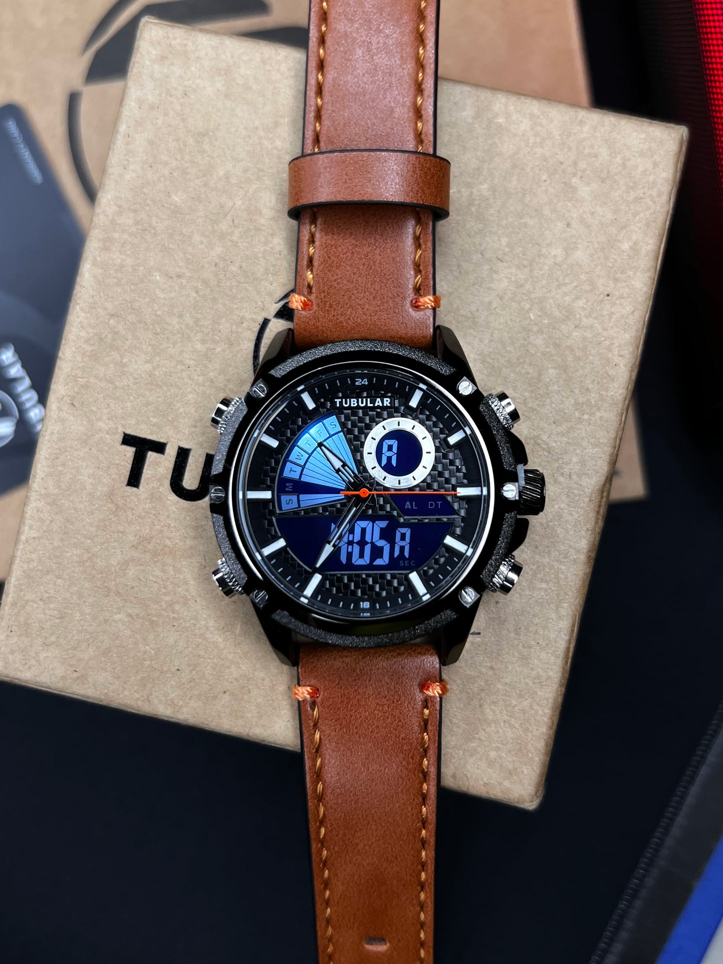 Tubular Dual Time Ring ( Brown )