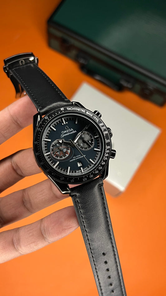 Omega SM (Blue Dial with Black Case) Black Strap