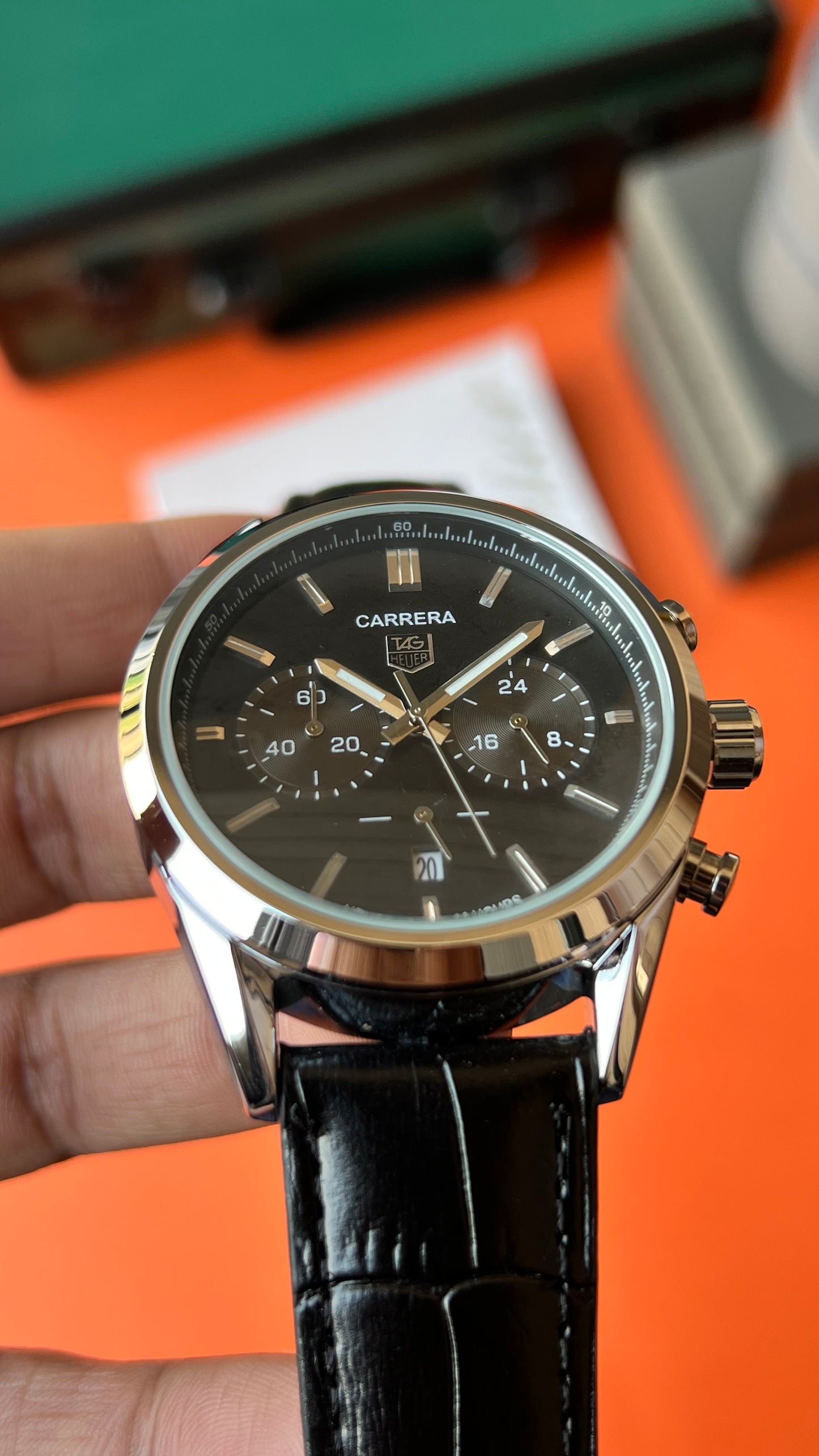 Tag Carrera Chronograph (Silver Case Black dial )