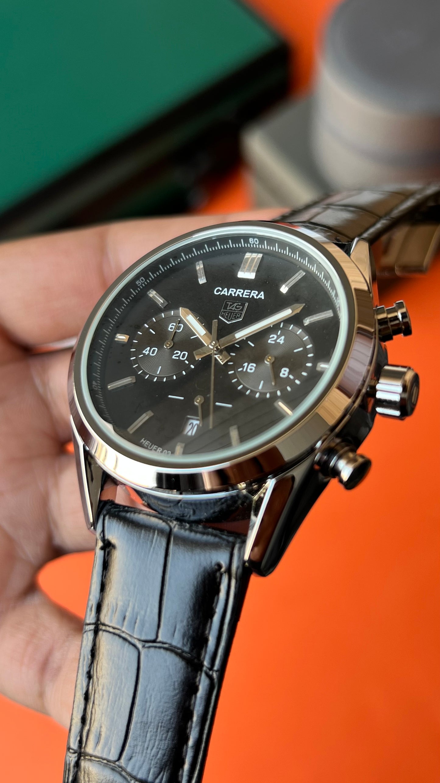 Tag Carrera Chronograph (Silver Case Black dial )